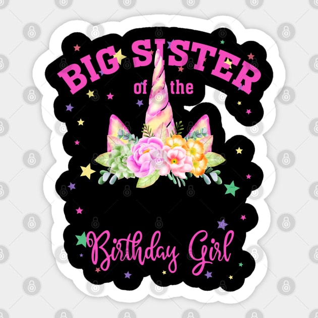Big Sister of the Birthday Girl! Unicorn Face Theme Gift graphic Sticker by creative